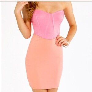 Tobi Pink and Orange Strapless Bodycon Mini Dress Women's Size Small